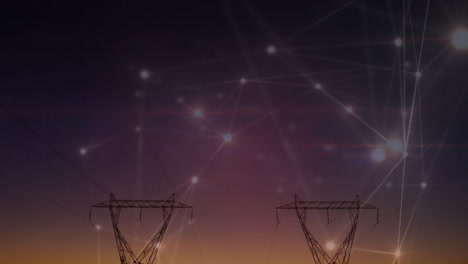 animación de la red de conexiones a través de pilares eléctricos