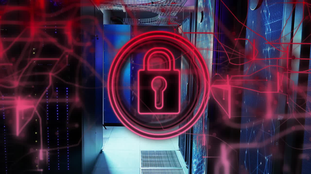 animación del icono del candado sobre la sala del servidor