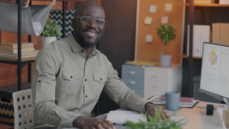 african american man working in office