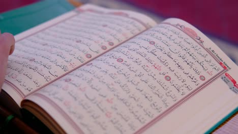 quran being read in mosque in close up