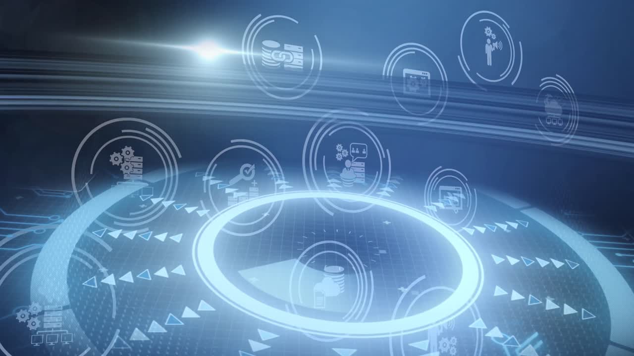 디지털 아이콘 네트워크의 애니메이션, 범위 스캐닝 및 데이터 처리