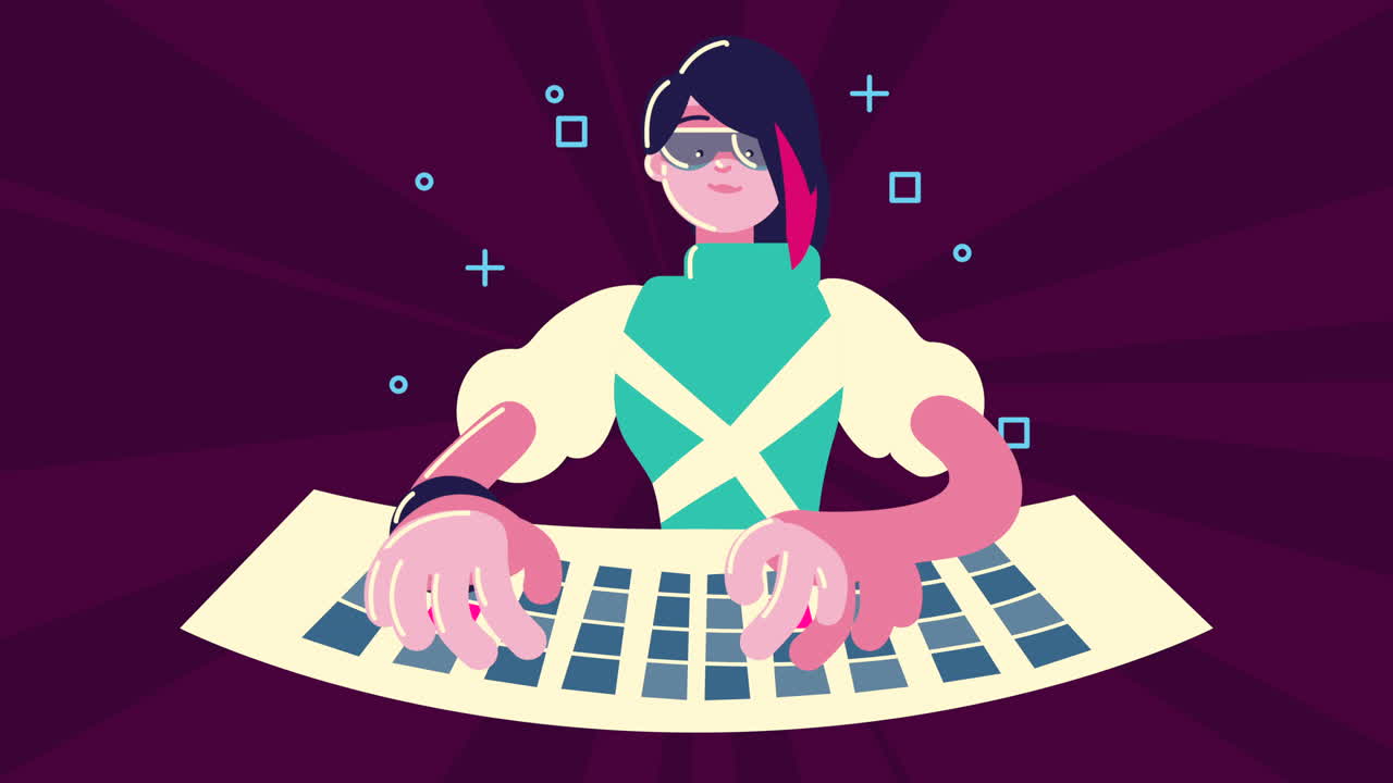 joven jugadora con teclado