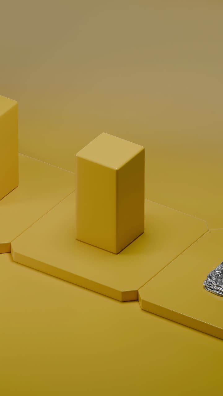 Buruşuk Gümüş Folyo ile Geometrik Sarı Gösterim