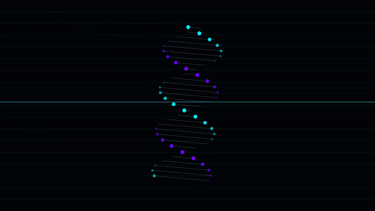 Animated DNA Helix Structure with Scanning Line