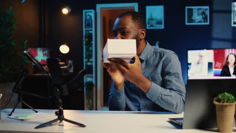 influencer unpacks packaged product