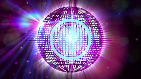 animation of clock over rotating mirror ball
