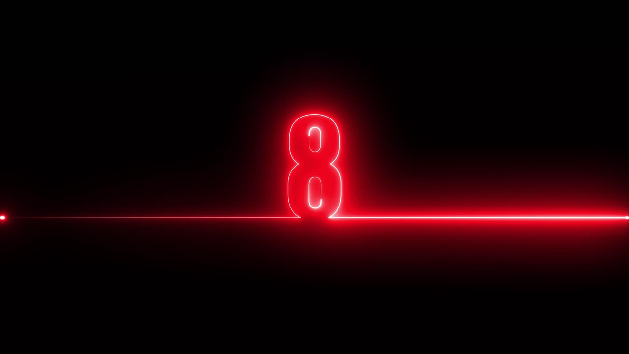 Neon Number 8 Heartbeat Line