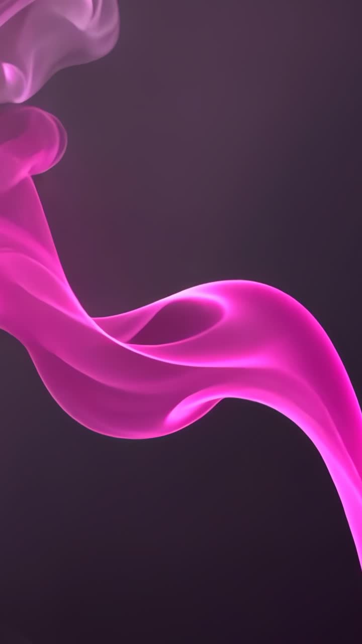 Vertical video: Appearing at top, sheer pink ribbon wisps drifting into purple-black void, looping