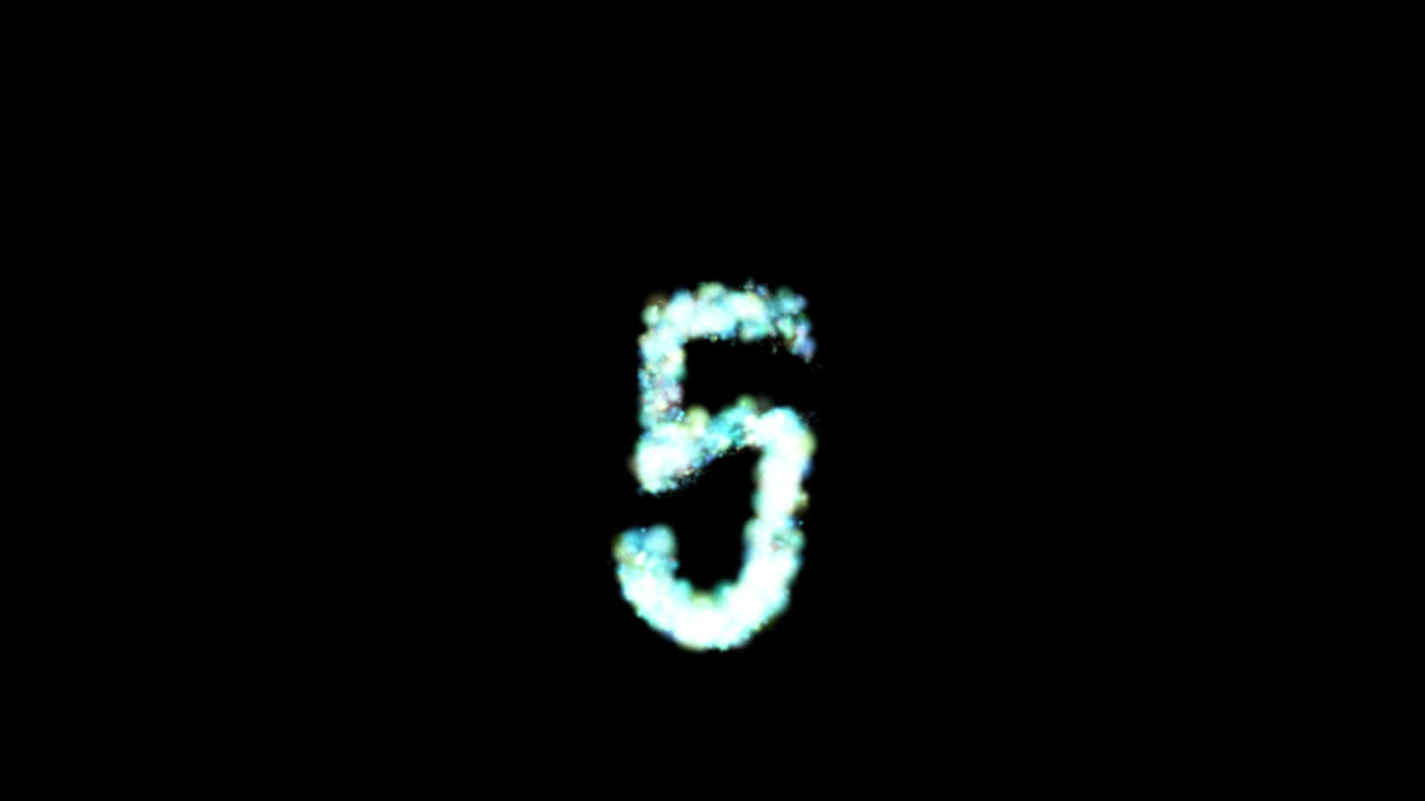 Glowing blue particle number five on transparent background