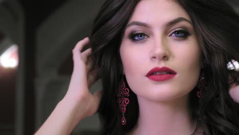 elegant woman in red dress