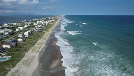 Hurricane-Franklin-ocean-swells-on-east-coast-of-United-States,-drone-footage,-wide-aerial-shot