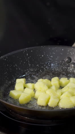 cooking potatoes and green beans