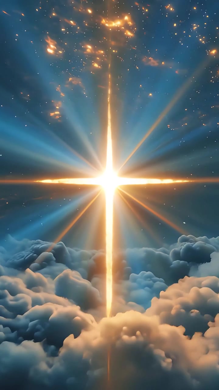 Sfondo per Adorazione 4K: Croce Cristiana e Luce Celeste