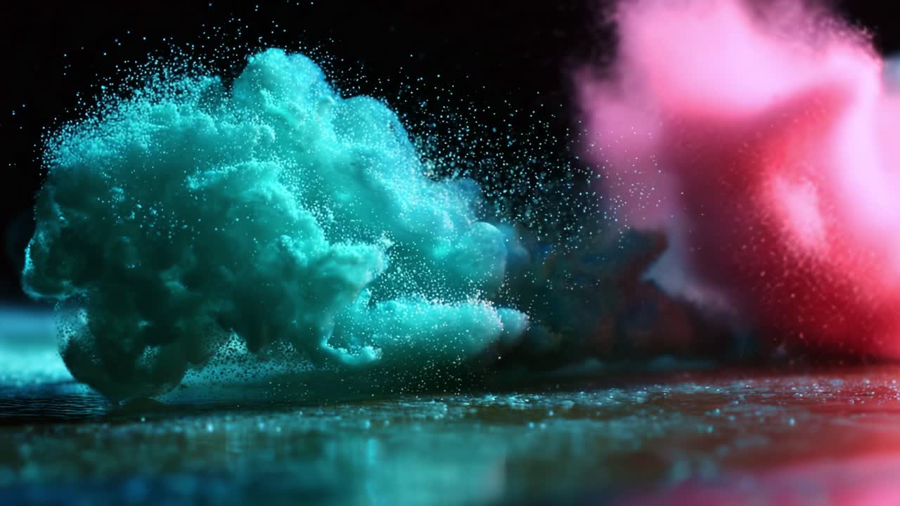 Captivating Dynamic Clouds of Colorful Powdery Substance in Motion, Creating an Ethereal Visual Effect, Perfect for Art and Design Enthusiasts Seeking Inspiration