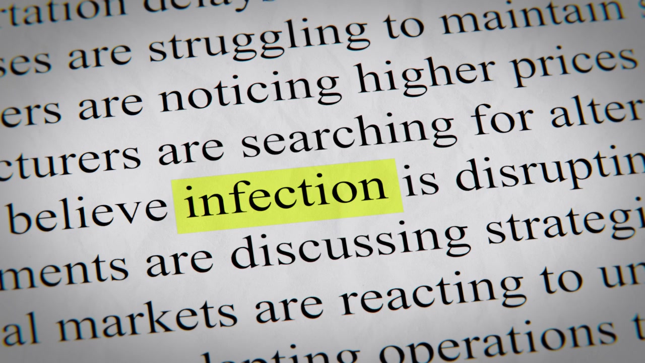 Minimal cinematic of infection text animation designed for documentary, economic, technology, and news-related storytelling.