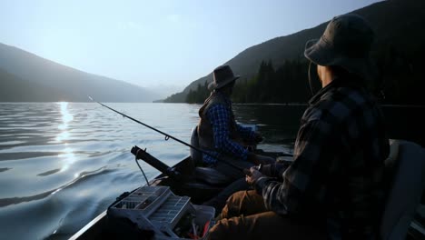 two fishermen fishing in the river 4k