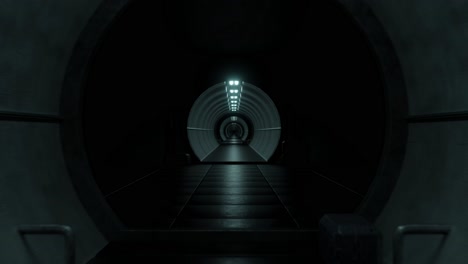 3d animation loop of dark tunnel with glowing lights
