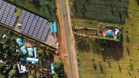 aerial view of the drone flying solar plant in kenya