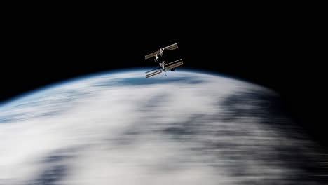 estación espacial internacional que orbita la tierra en el lapso de tiempo espacial - spacex - investigación de la nasa - vista satelital iss órbita baja - modelo 3d de la nasa - 4k