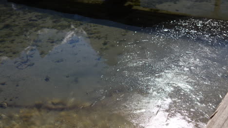 glacial landscape of an ice sheet with mountain reflection in water. high angle shot