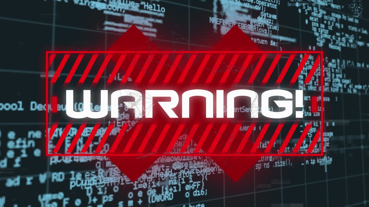 animación del texto de advertencia a través del procesamiento de datos.