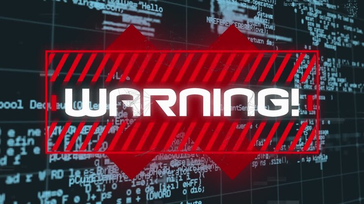 Animation of warning text over data processing