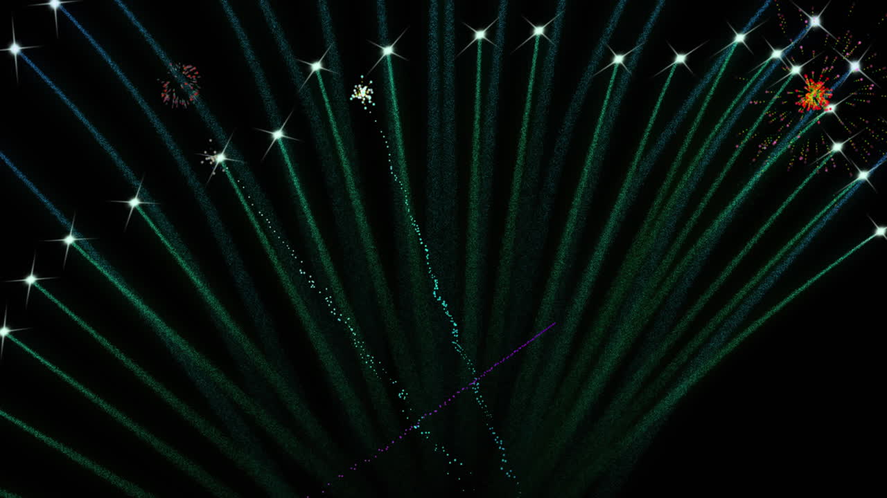 Animation of fireworks on black background