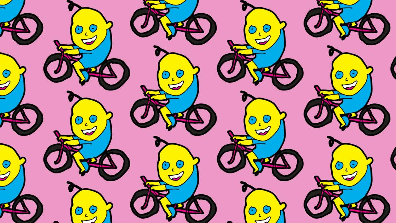 kids drawing pop art seamless background with theme of people cycling