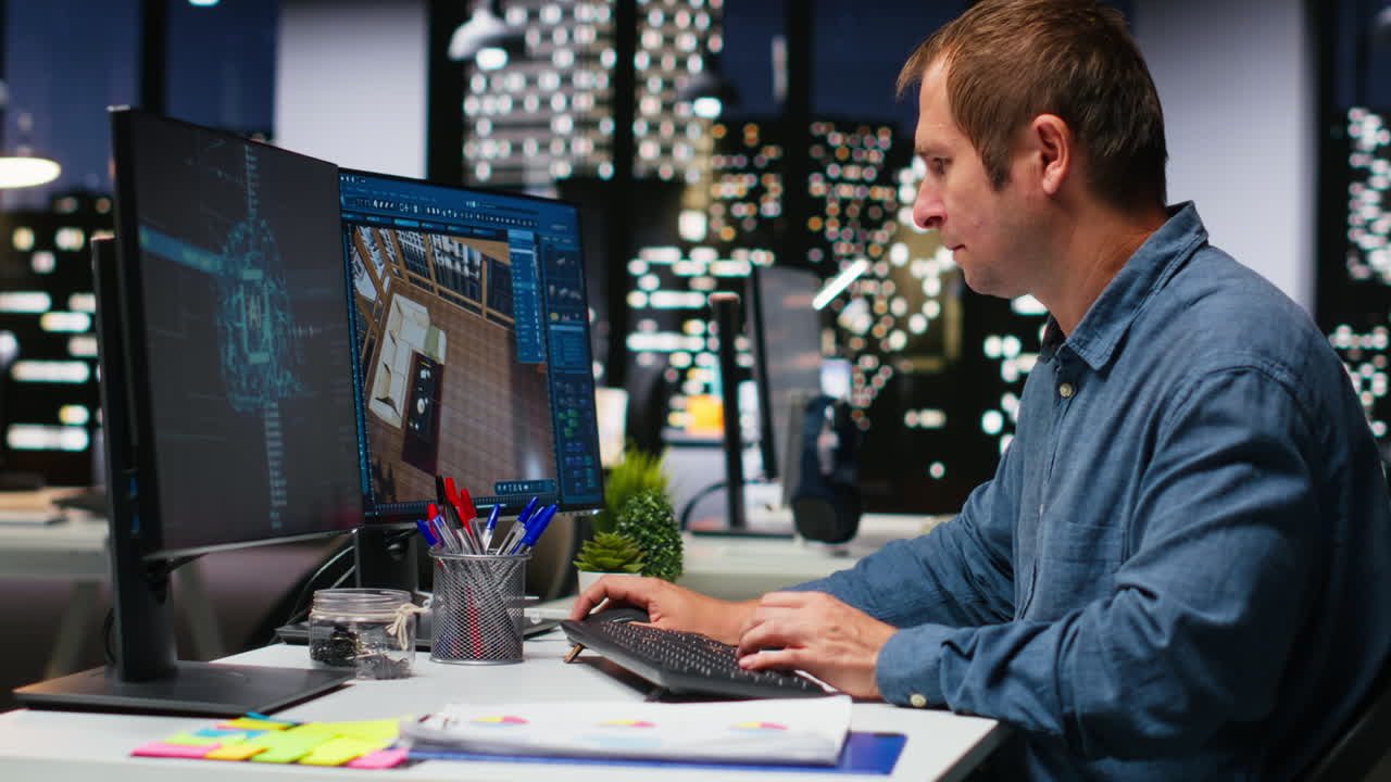 Professional male expert using artificial intelligence to design a floor plan