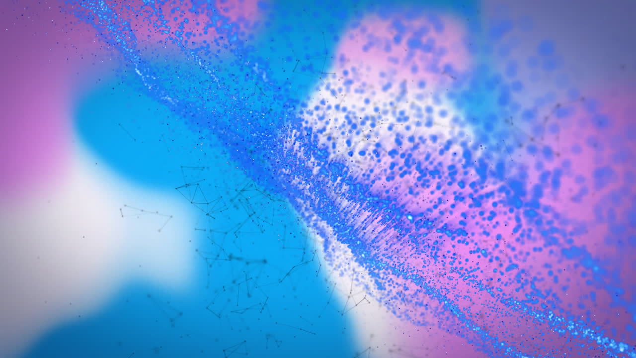 Animation of blue and pink colors blending with scattered dots and lines