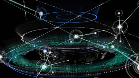 square scanner and web of connections against black background