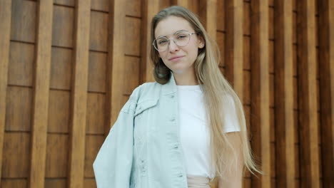 woman in a denim jacket