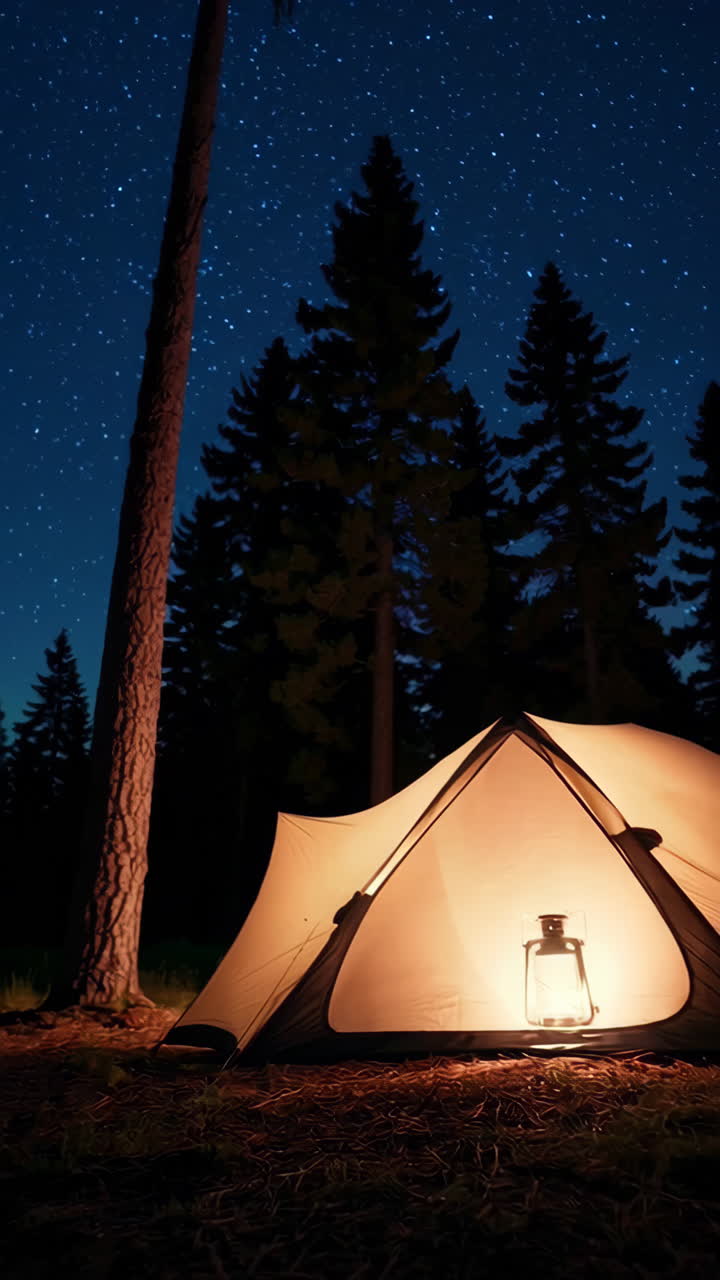 Night Camping Under a Starry Sky