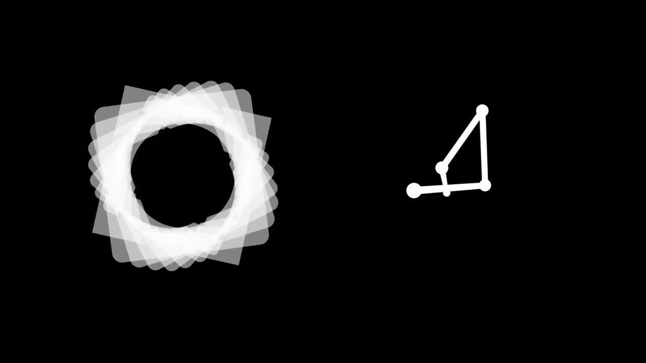 검은색 배경에서 움직이는 모양의 애니메이션