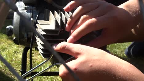 Reparing-old-moped,-in-Denmark