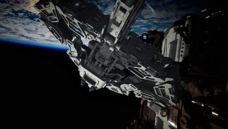 la nave espacial alienígena armada se acerca a la tierra