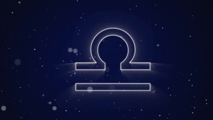 Segno zodiacale della Bilancia su sfondo viola