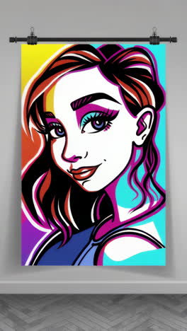 vibrant pop art style portrait of a woman