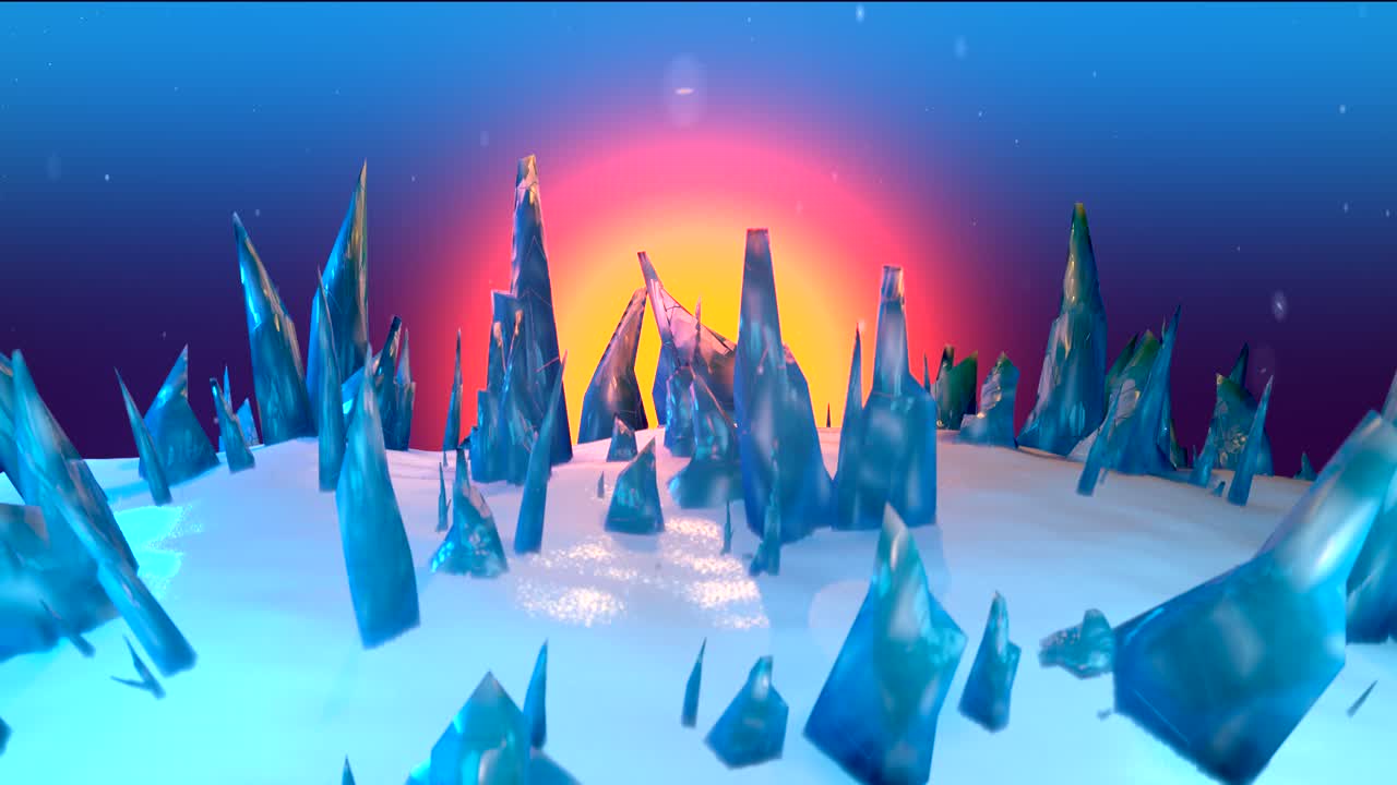 Animated 3d Frozen Magical Infinite Landscape Loop for a beautiful fantasy background
