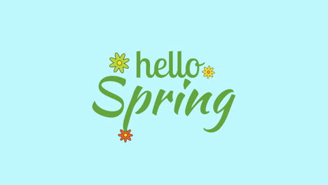 hola primavera con flores coloridas en el gradiente azul