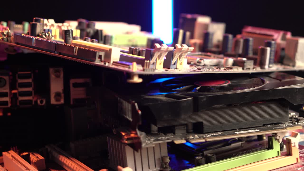 Computer Motherboards and Parts, Electronic Waste Close Up