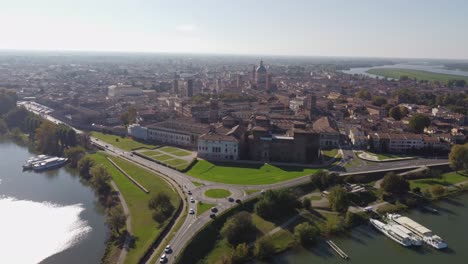 aerial view of mantua mantova cityscape historical buildings, establishing