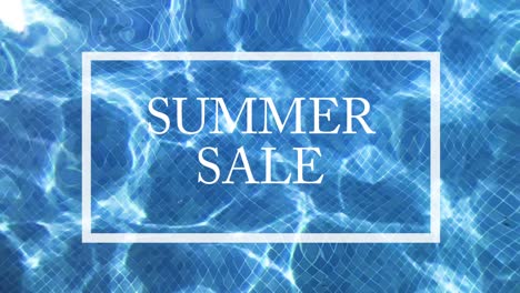 4k loopable slow motion water ripple with framed "summer sale" text