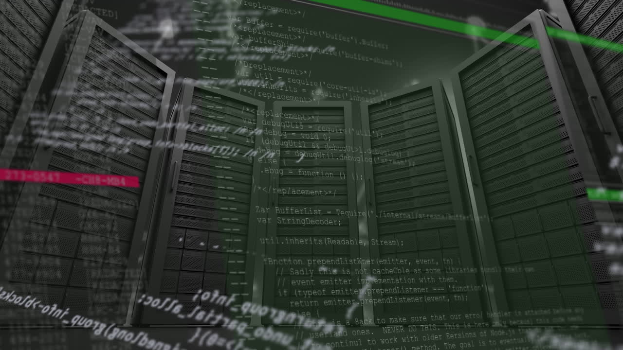 animación del procesamiento de datos en la sala de servidores