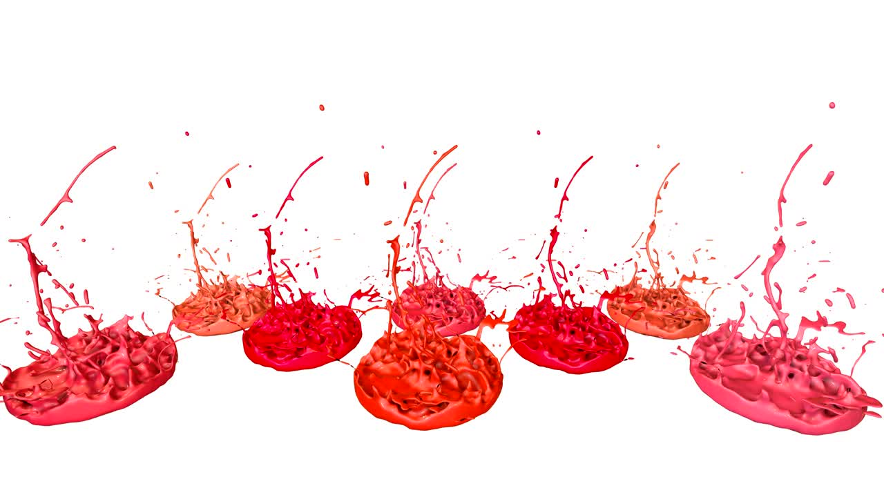 색 배경에 4k에서 페인트 춤의 3d 스플래시: 음악을 재생하는 음악 스피커에 잉크 스플래쉬의 시레이션