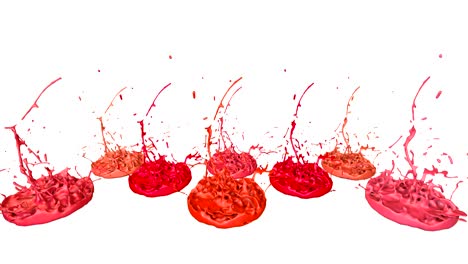 3d splashes of paint dance in 4k on white background. simulation of splashes of ink on a musical speaker that play music. v14