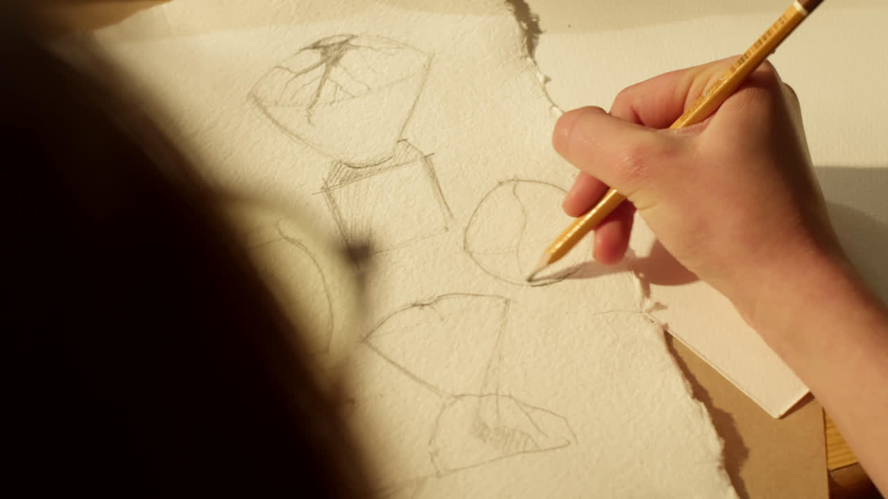 Close up of someone drawing with pencil