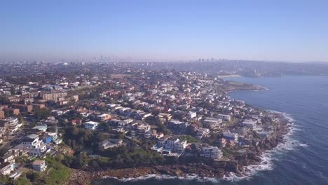 aerial panning view of sydney eastern suburb properties housing neighborhood, australia