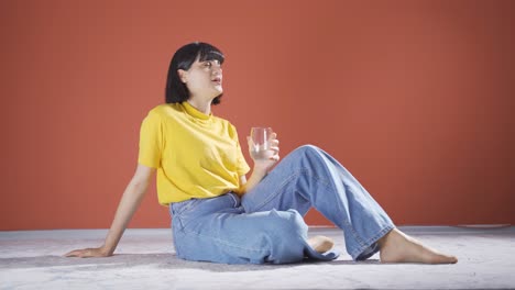 woman drinking water for healthy life.