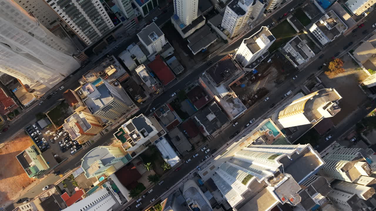 Top-down aerial view of modern skyscrapers in Balneario Camboriu, real estate development, Brazil